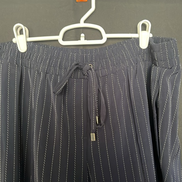 Women’s pinstripe navy blue pull on pants. - Picture 2 of 6